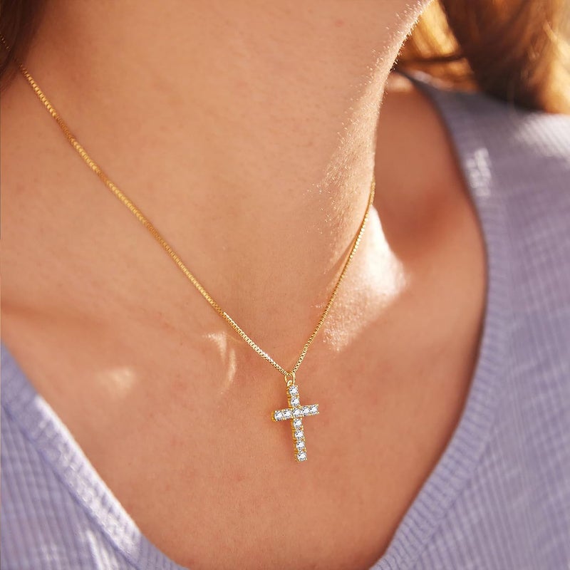 Poxtex Infinity Cross Necklace for Women, Unique Trendy Fahion Cross Jewelry Gifts, Non Tarnish & Waterproof Dainty Simple Gold Cross Pendant, Christian Religious Easter Faith Accessories Jewelry Gifts - Image 2